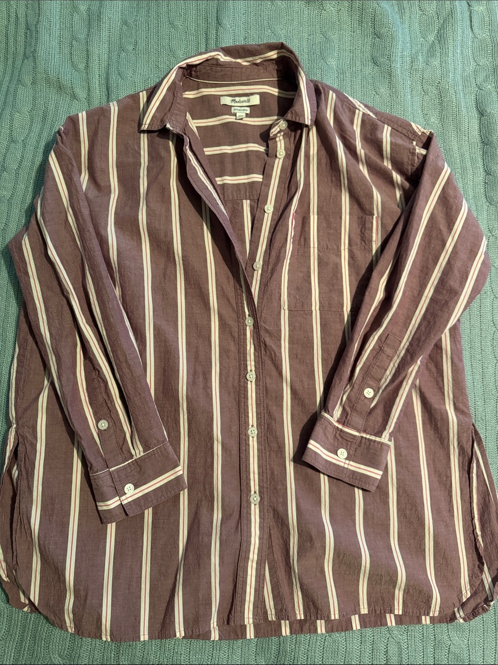Madewell Purple and White Striped Button-Down Shirt